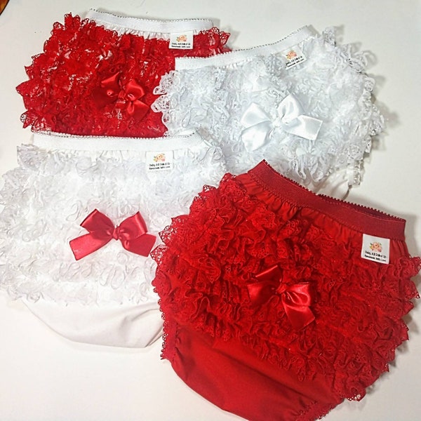 Christmas diaper covers, ruffled panty covers, bloomers for babies and little girls.