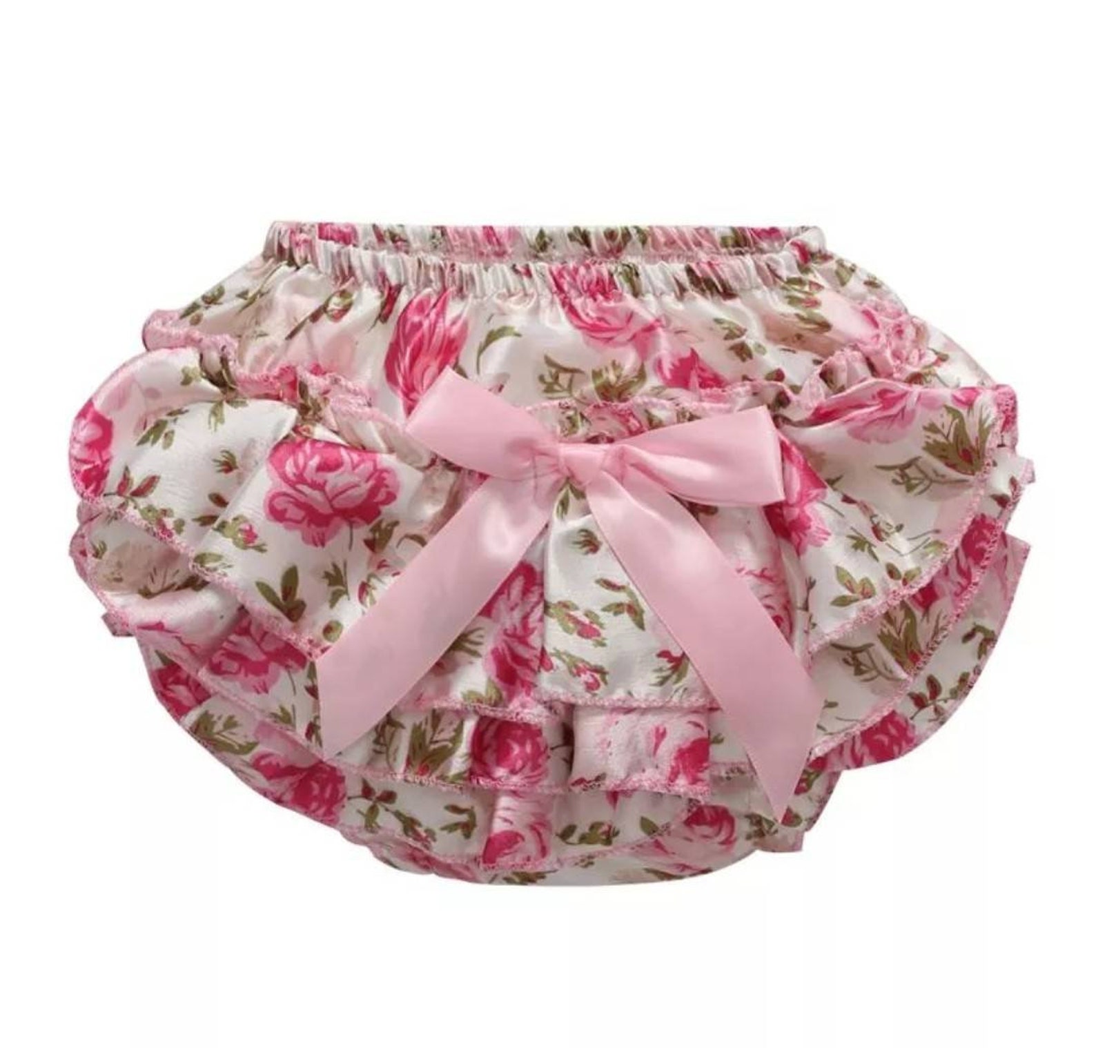 Ruffle Floral Satin Baby Bloomers Satin Diaper Cover Etsy