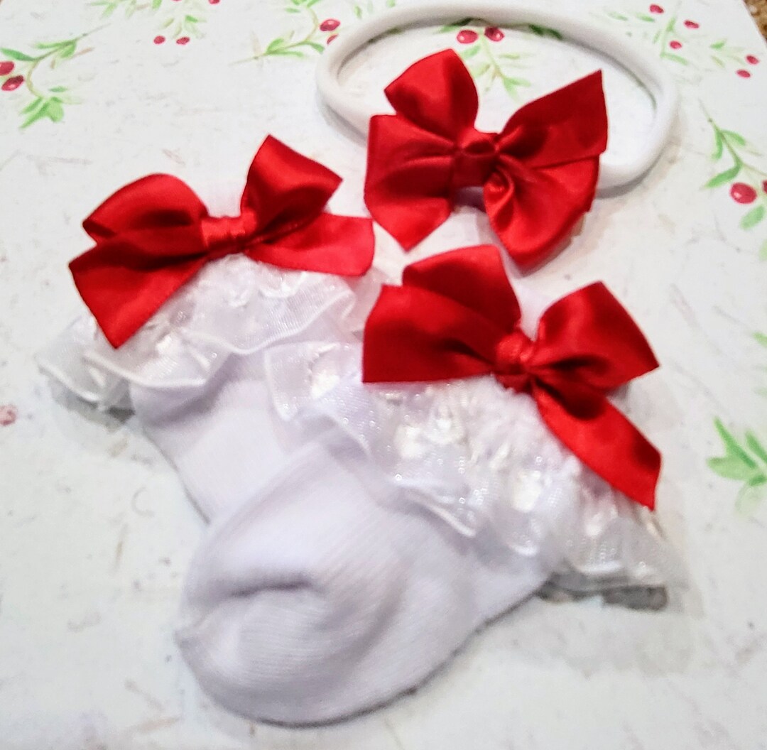 Preemie Socks Set W/ Red Bows Etsy