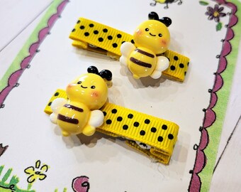 Bumble Bee Resin Hair Clips, Baby Toddler Hair Accessories, Set of 2