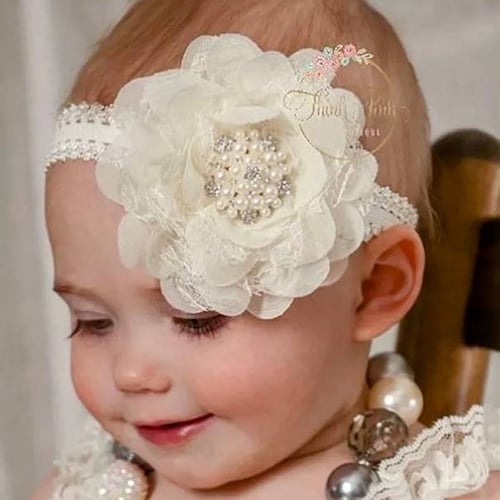 Ivory or White Baptism Headband Christening Headband Baby Etsy
