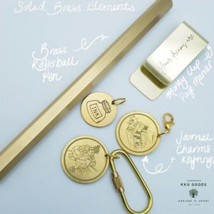 Journal Charms, Brass Journal Charm, Stainless Steel Journal Charm, Metal Journal Charm