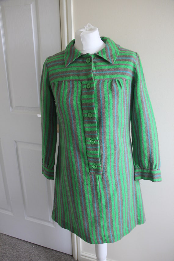Vintage 1960's green striped Dollyrockers dress