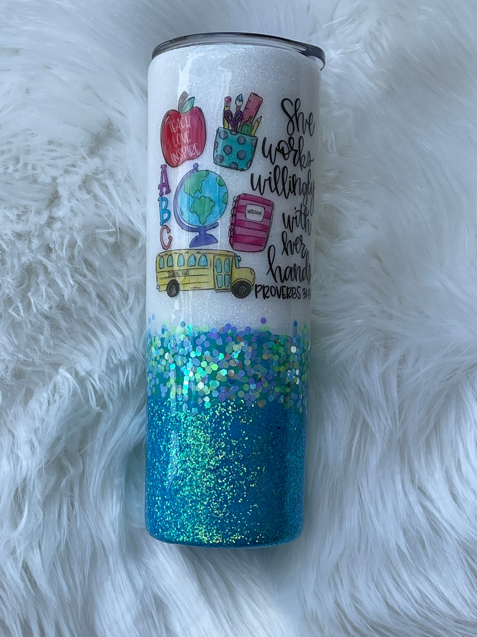 Teacher Gift Glitter Tumbler for Teachers Custom tumbler for Etsy