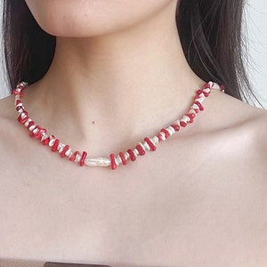 Baroque Pearl and Coral Necklace