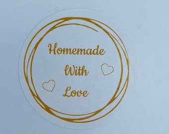 Homemade with love stickers/labels, 48 stickers in a pack, size 40mm