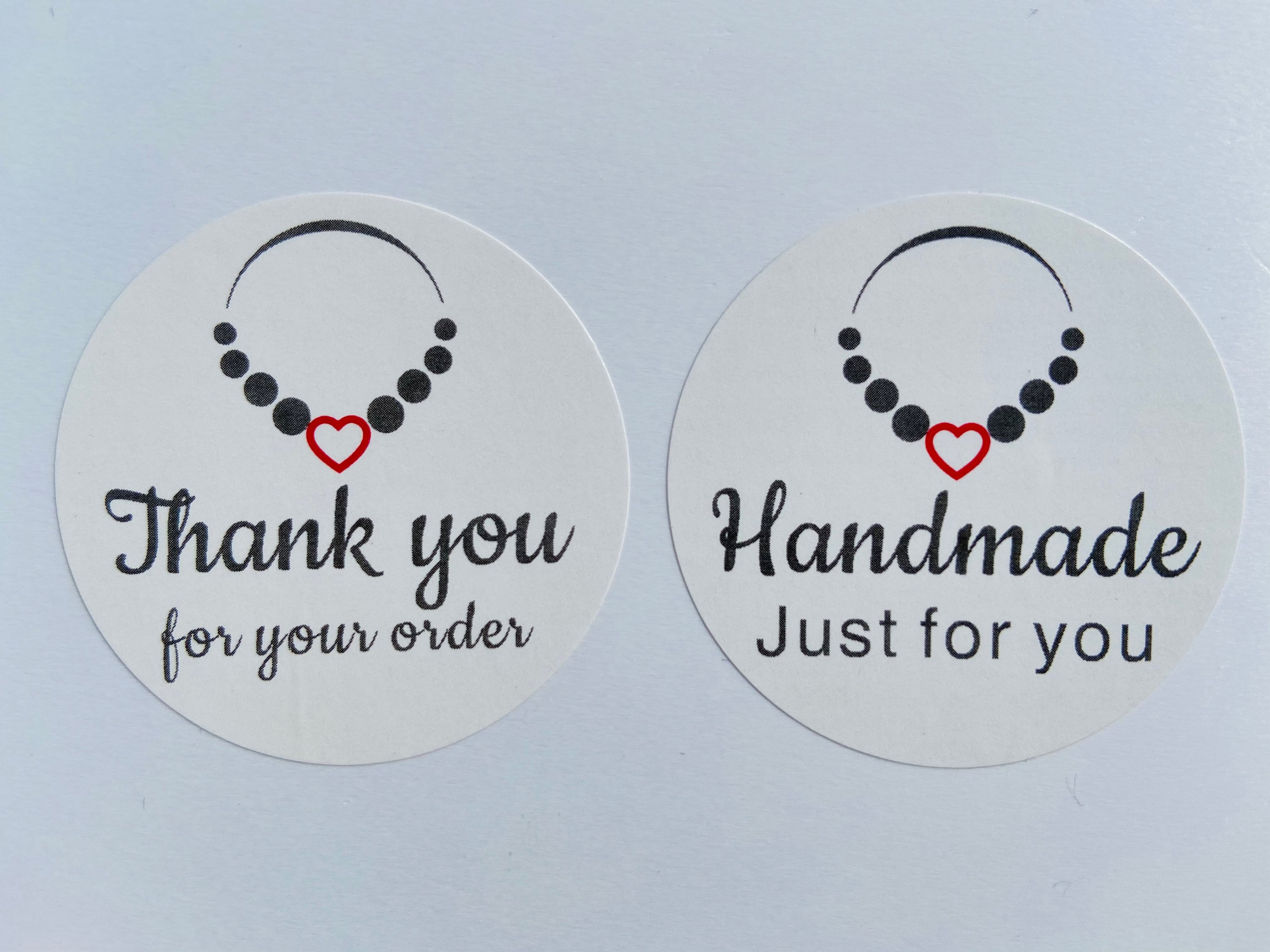 Jwellary Sticker Thank You / Handmade Jewellery Stickers/labels, 24 of Each Design, Size ...