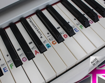 Piano Stickers 61 key set for the white keys only, 36 white key mini monster design, Clear, Removable