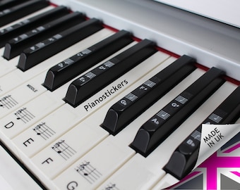 Piano Stickers 88 key set for the black and white keys, Laminated, Clear, Removable