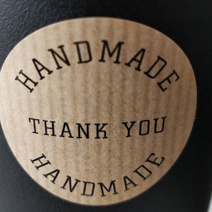 Handgemaakte stickers dank u stickers pack van 50 voor ambachten, handgemaakte geschenken ambachtelijke papier kleverige labels GRATIS Britse verzendkosten