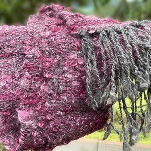 100% Mohair OOAK scarf, hand spun, hand dyed, and hand woven, 6 feet long with 6 inch fringe, from my Angora goat Pogo