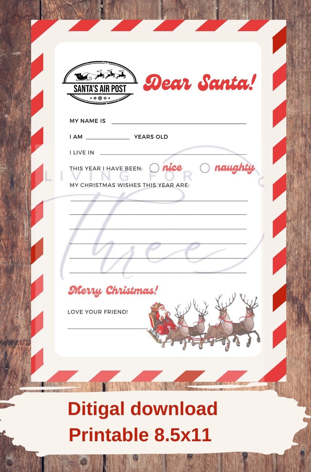 Wish List for Santa Printable Digital Download. - Etsy