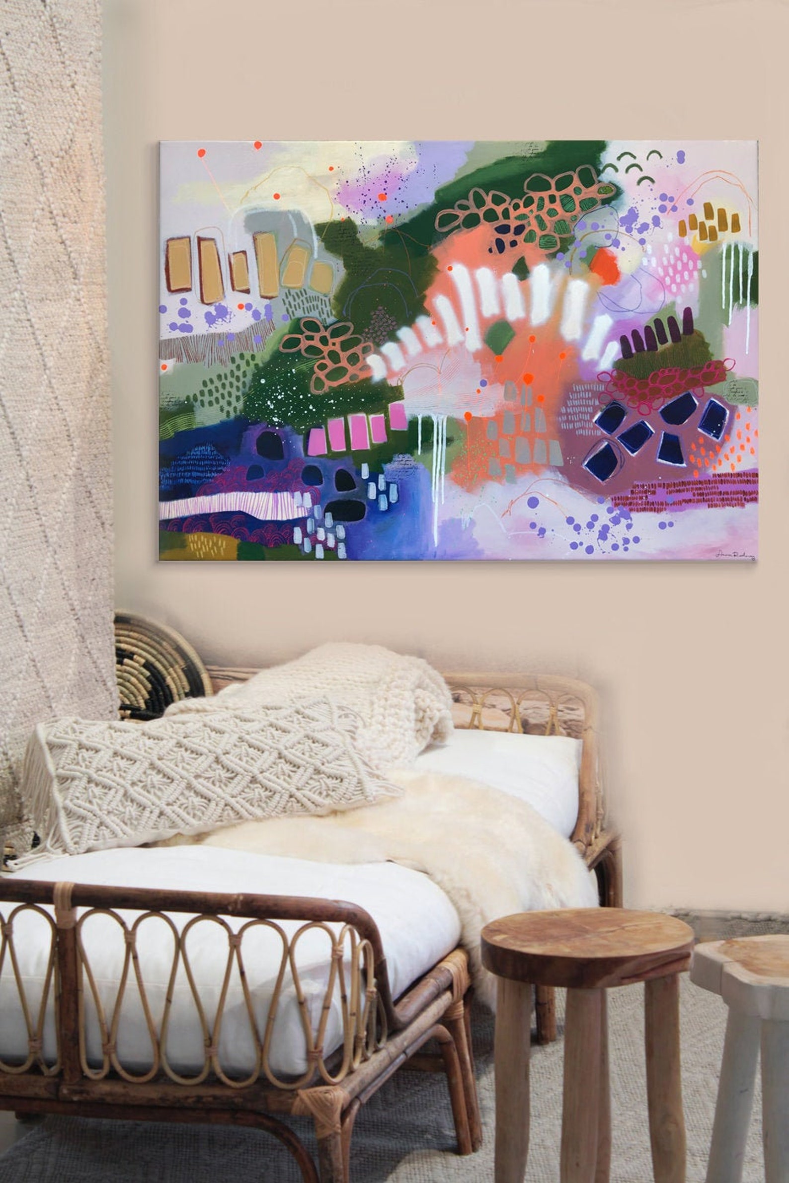 Colorful Abstract Canvas Colorful fine art Living Room wall | Etsy