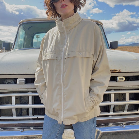 90's Beige Flower Windbreaker Jacket