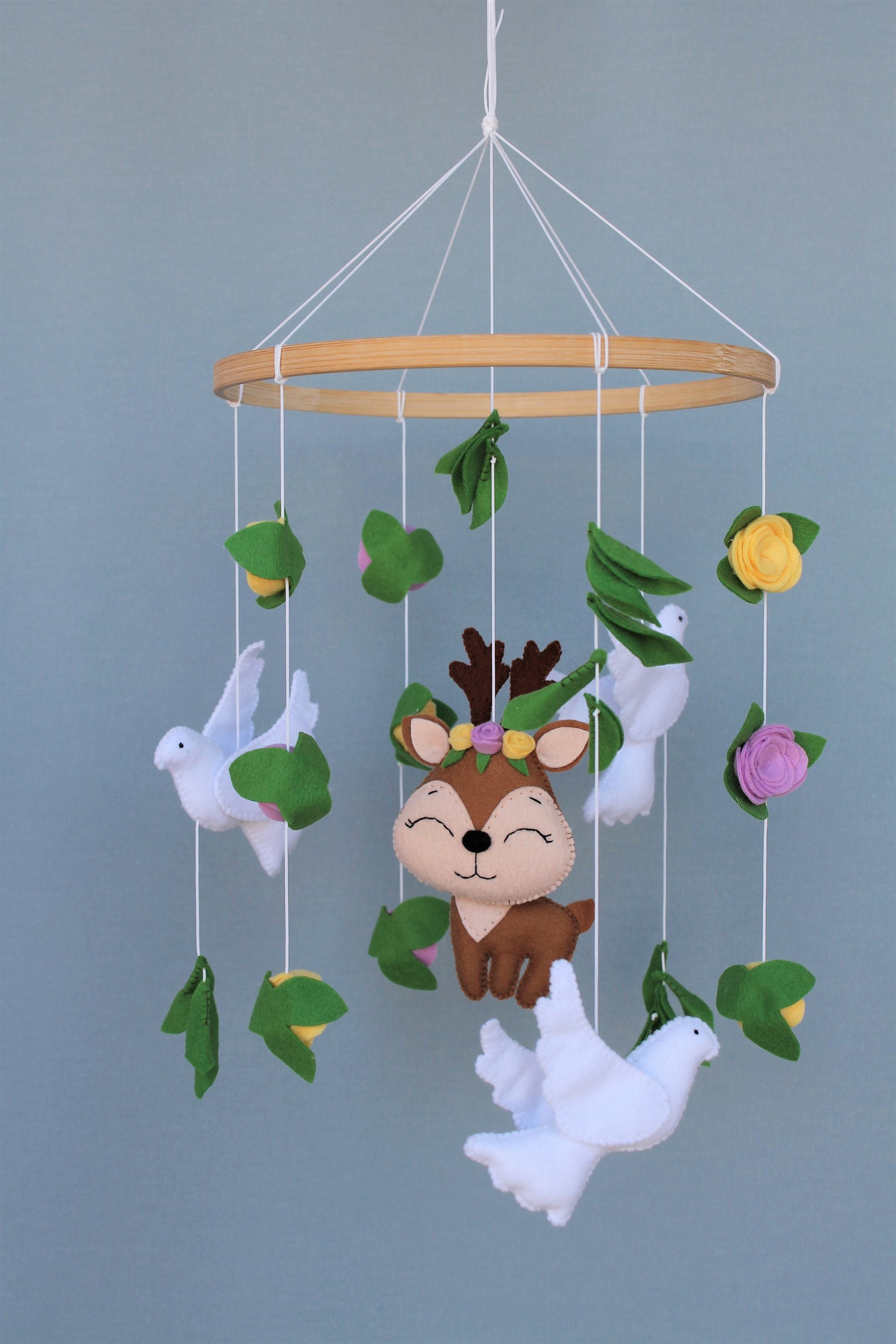 Bambi baby mobile Deer nursery decor Woodland neutral gender Etsy