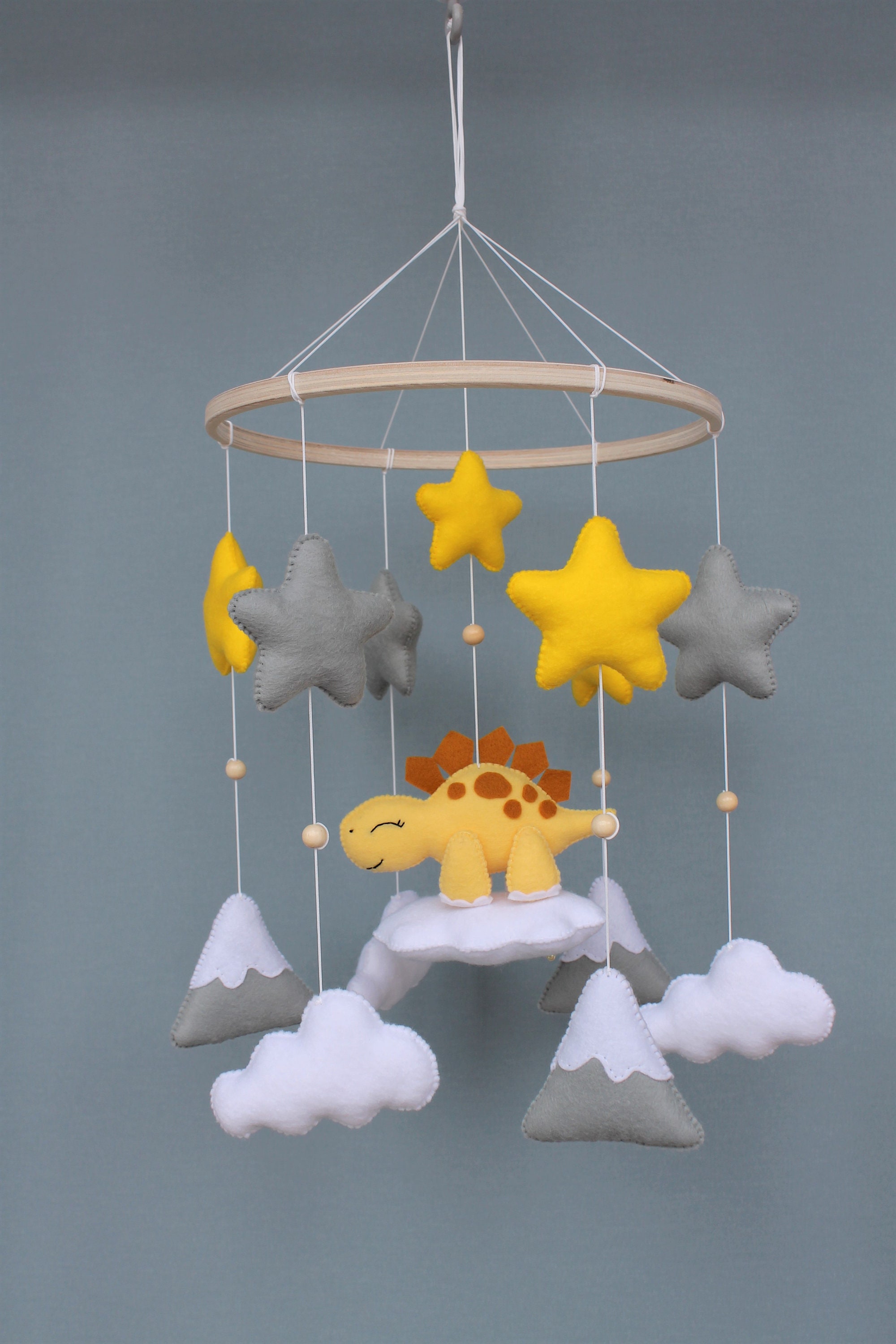 Dinosaur mobile Crib mobile Dinosaur on a cloud for nursery Etsy