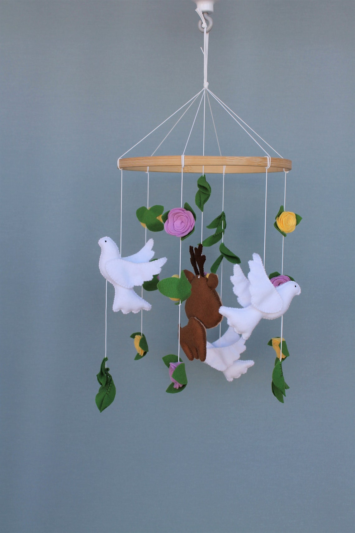Bambi baby mobile Deer nursery decor Woodland neutral gender Etsy