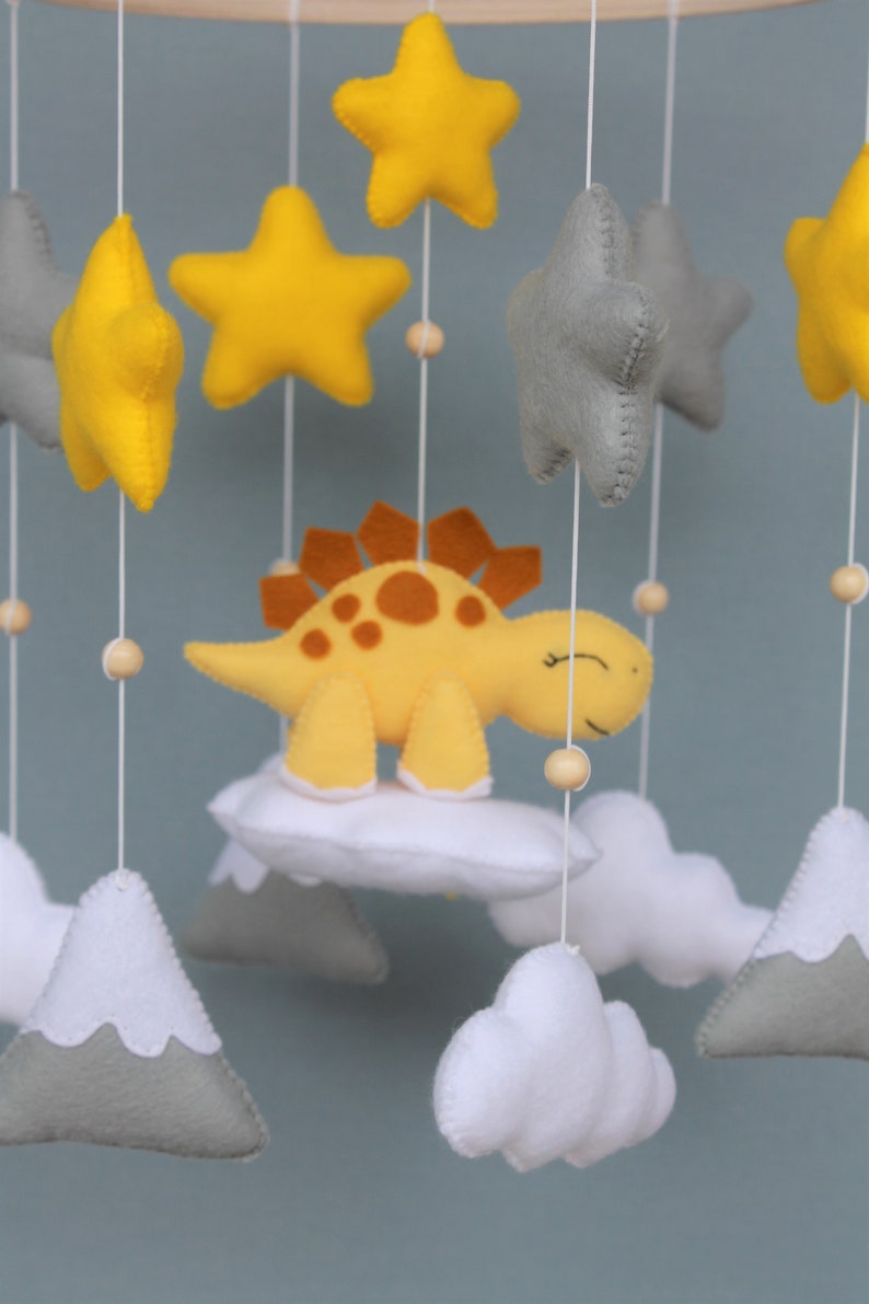 Dinosaur mobile Crib mobile Dinosaur on a cloud for nursery Etsy