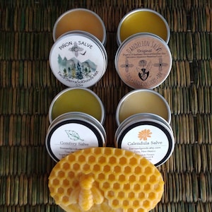 Salve Sampler Pack-Piñon Sap-Comfrey-Dandelion-Calendula-0.5oz × 4-Taos NM-Fresh Made per Order