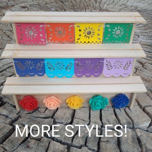 SMALL Wood Altar-Three Tier-Papel Picado-Roses