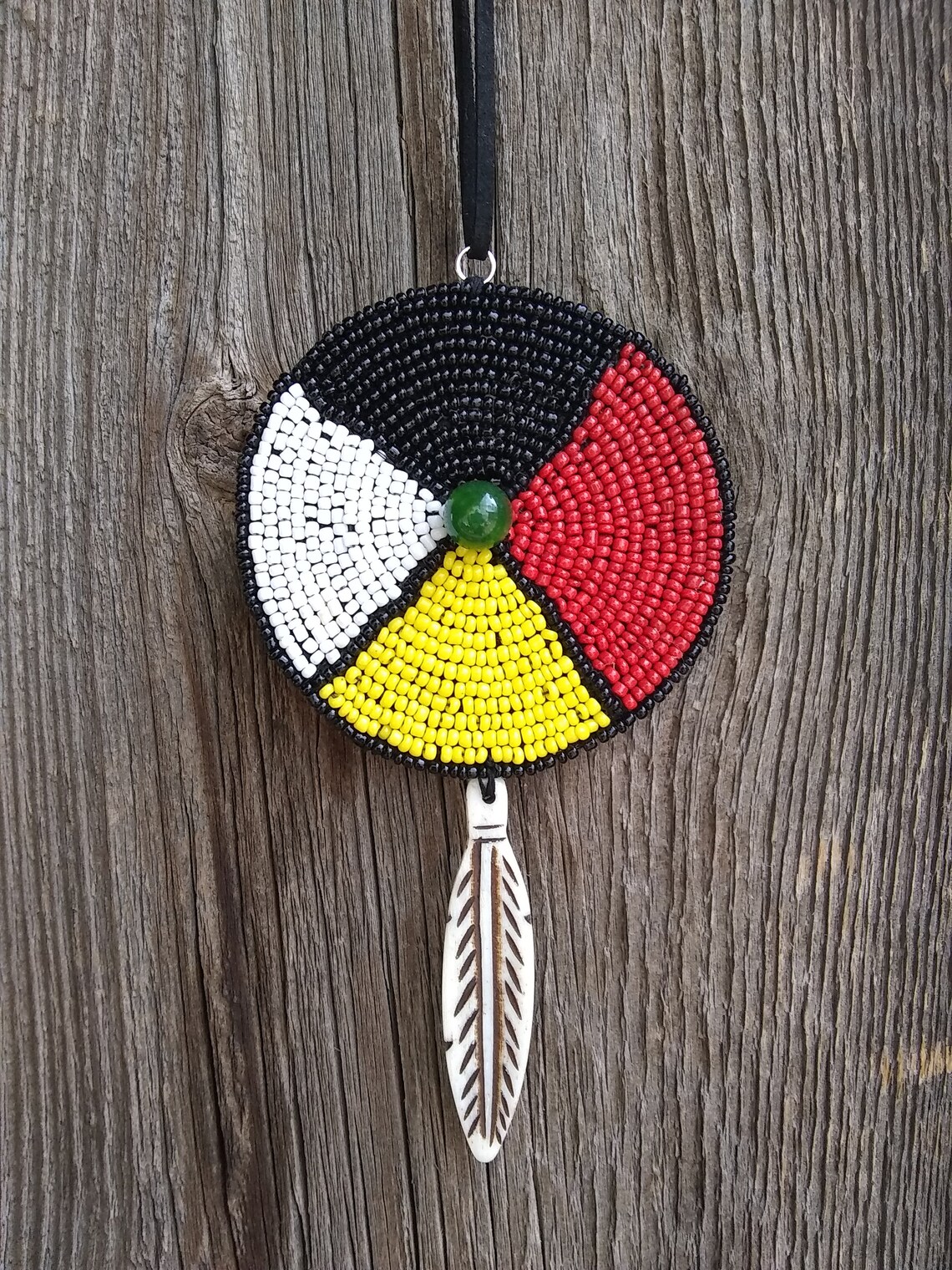 Medicine Wheel Necklace 3 Glass Beaded Rosettebuffalo Etsy