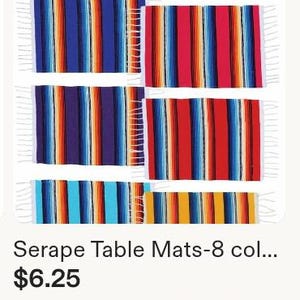 Serape Table Mats-8 colors-Southwest decor-Placemat-Mexican serape-Taos NM image 11