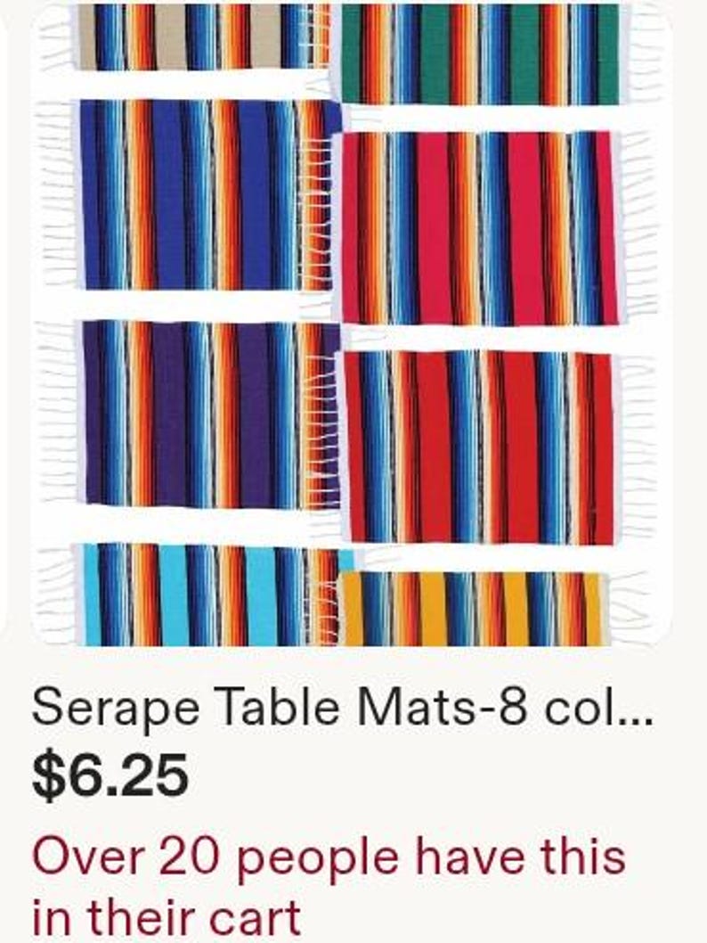 Serape Table Mats-8 colors-Southwest decor-Placemat-Mexican serape-Taos NM image 11