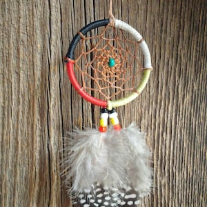 Medicine Wheel Dream Catcher-Four Directions-Glass seed beads-Leather Sinew-Taos NM
