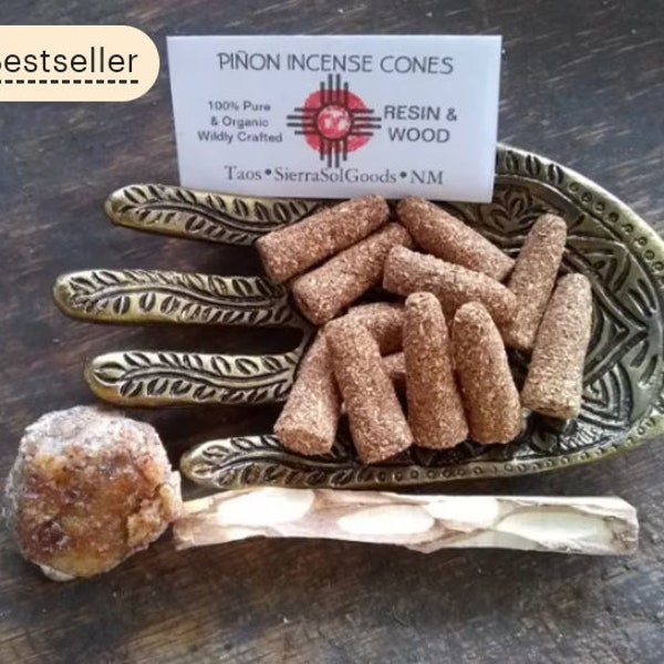 Piñon Incense Cones-Piñon Resin-Piñon Wood-Hand Rolled-100% All Natural-Trementina-Taos NM