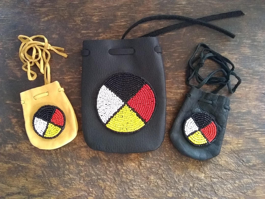 Medicine Wheel Bagmedicine Bag Necklacefour Directionssoft Leather