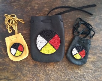 Native American Medicine Bag 5”x5”” Bristles 5”, Turtle Art