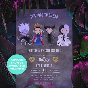 Villains Birthday Party Invitation, It&#39;s Good to be Bad Villains Party Invitation, Choose Your Own Villains