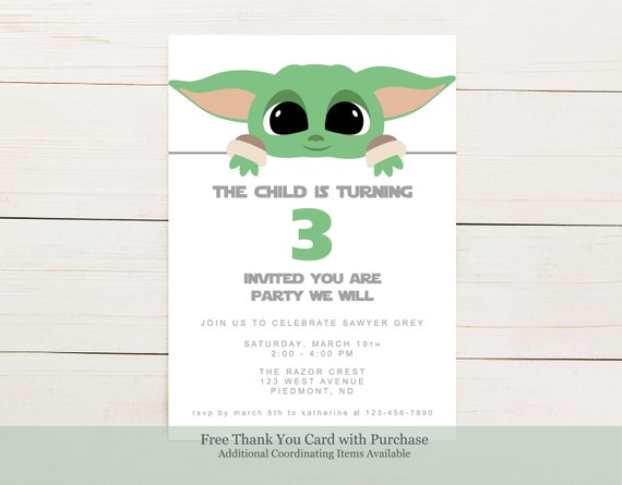 Baby Yoda Birthday Party Invitation, The Child