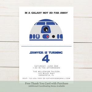 R2-D2 Star Wars Inspired Birthday Party Invitation
