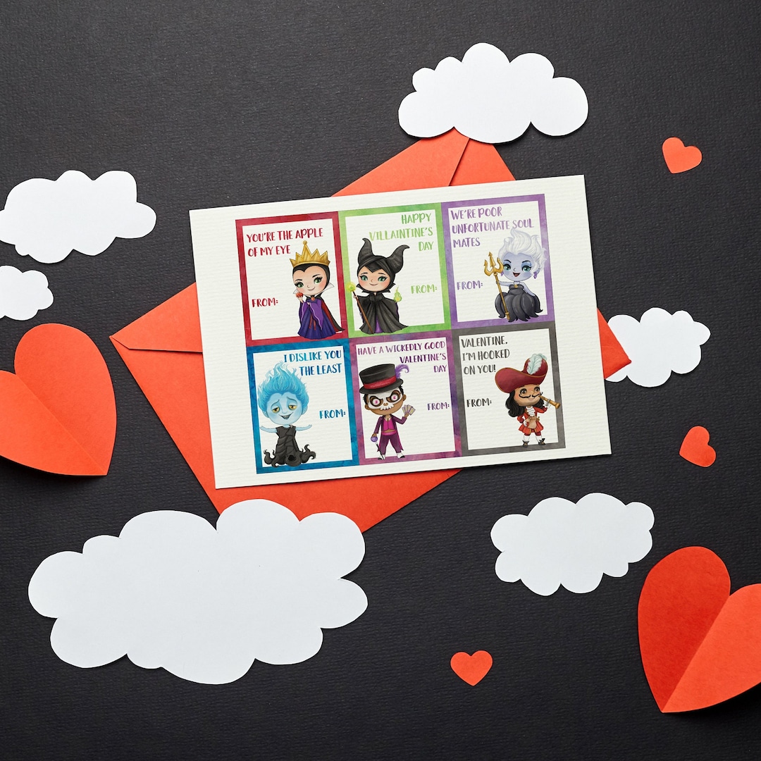 Villanious Card Example Villains Valentines Cards - Instant Download - Etsy
