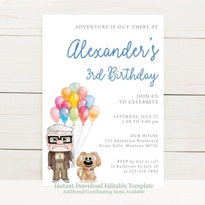 DIY Up Carl and Dug Birthday Party Invitation