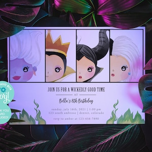 Villains Birthday Party Invitation, Wicked Good Time Villains Party Invitation, Instant Download