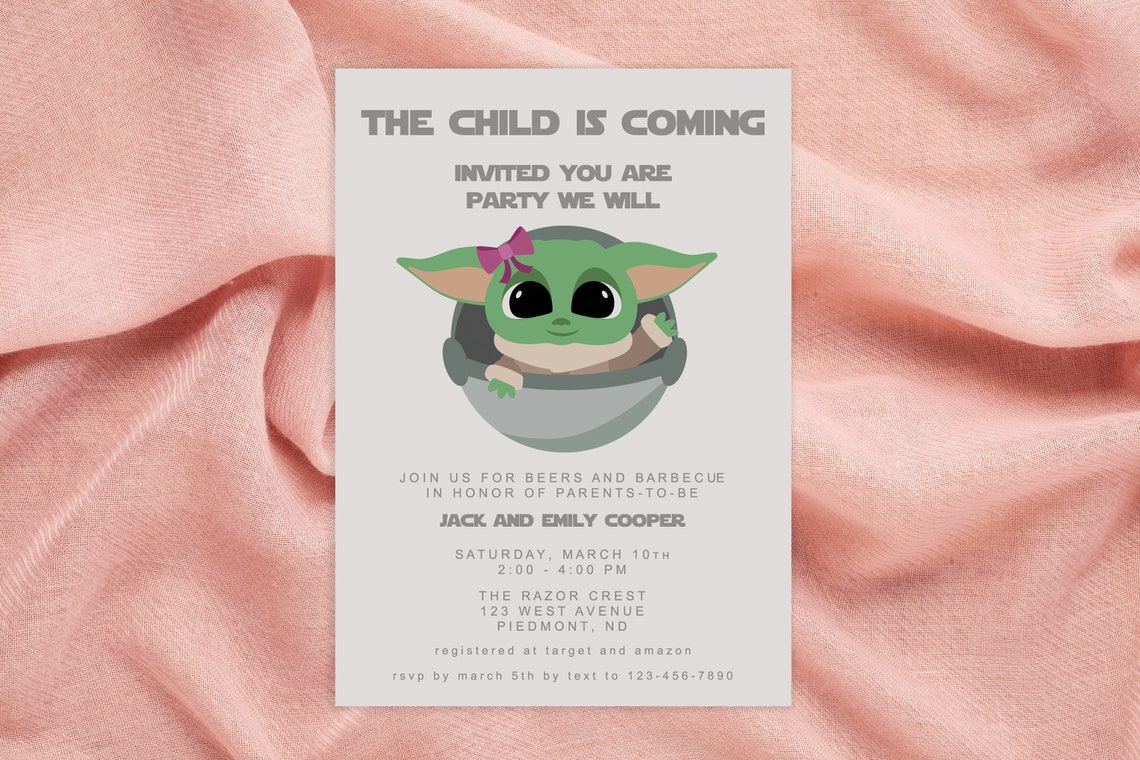 Baby Yoda Baby Shower Baby Yoda Shower The Child Invitation Etsy