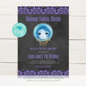 DIY Madame Leota Haunted Mansion Halloween Party Invitation, Haunted Mansion Birthday Invitation, Instant Download