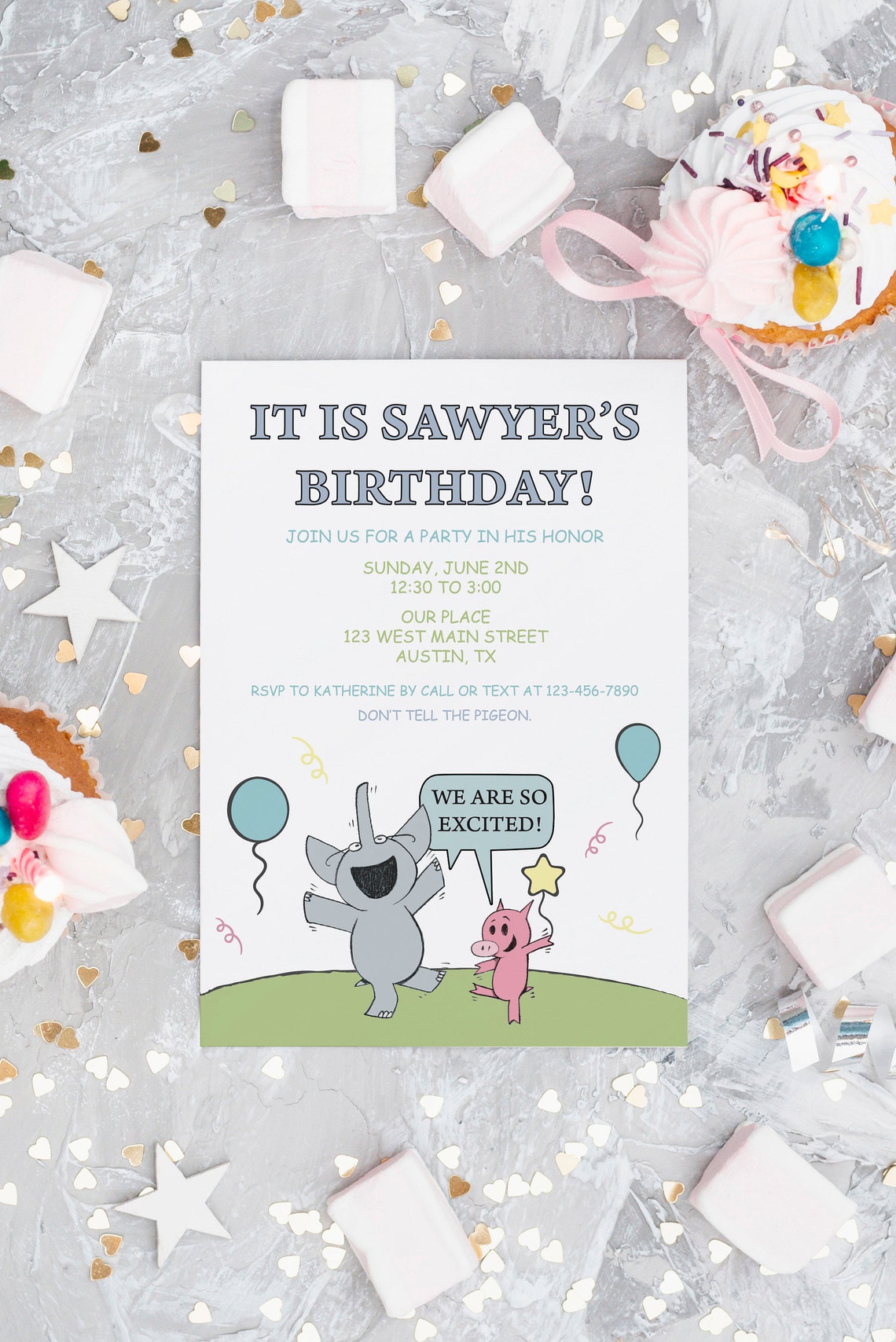 Piggie and Elephant Inspired Children's Birthday Party | Etsy