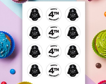 Darth Vader Cupcake Toppers, Star Wars Birthday Party Cupcake Toppers