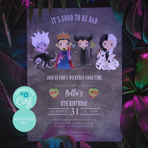 Villains Birthday Party Invitation, It&#39;s Good to be Bad Villains Party Invitation, Instant Download