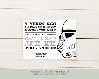 Star Wars First Order Inspired Birthday Party Invitation - Double Sided