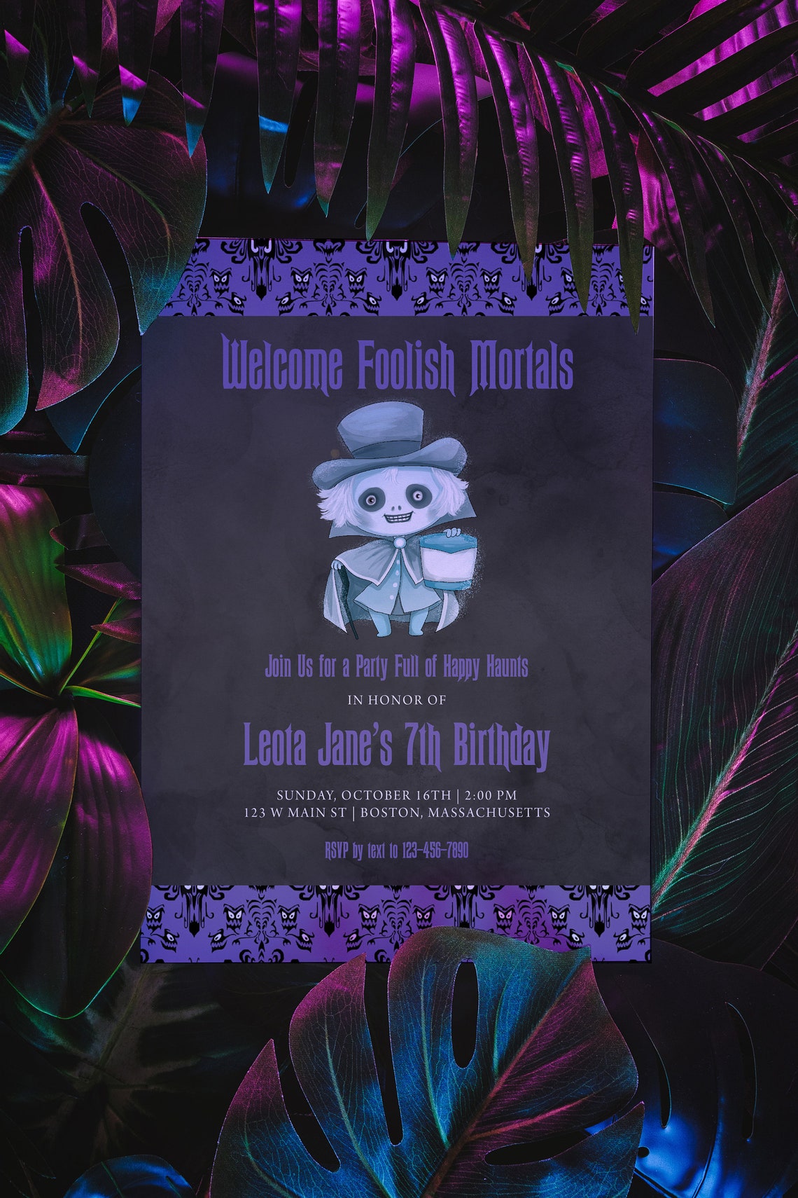 DIY Hatbox Ghost Haunted Mansion Halloween Party Invitation Etsy