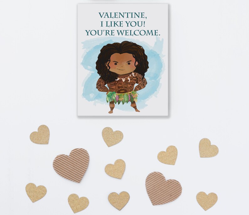 Moana Valentines Cards Instant Download - Etsy