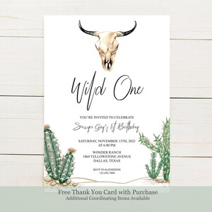 Wild One Western Birthday Party Invitation in Color