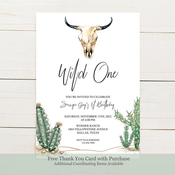 Wild One Western Birthday Party Invitation in Color