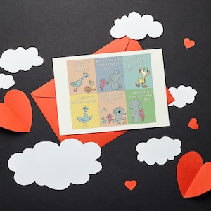 Cartes de Saint-Valentin cochon et éléphant - téléchargement immédiat