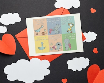 Schweinchen und Elefant Valentinstag Karten - Instant Download