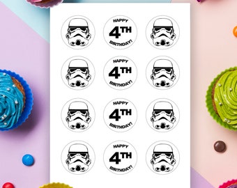 Stormtrooper Cupcake Toppers, Star Wars Birthday Party Cupcake Toppers